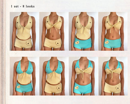 Shorty set - Yellow & Turquoise